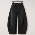 Womens Barrel Jeans Wide Leg Y2K Boyfriend Denim Pants Hip Hop Vintage Baggy Jeans Cotton Mid-Low Elastic Waist Pants - front view