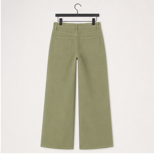 Mid-Low Rise Baggy Jeans Wide Leg for Women Distressed Pants Stretchy Bottom Lady Basic Comfortable Denim - back view