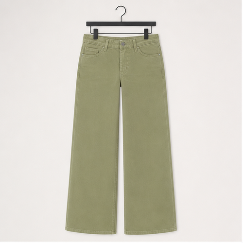 Mid-Low Rise Baggy Jeans Wide Leg for Women Distressed Pants Stretchy Bottom Lady Basic Comfortable Denim - front view