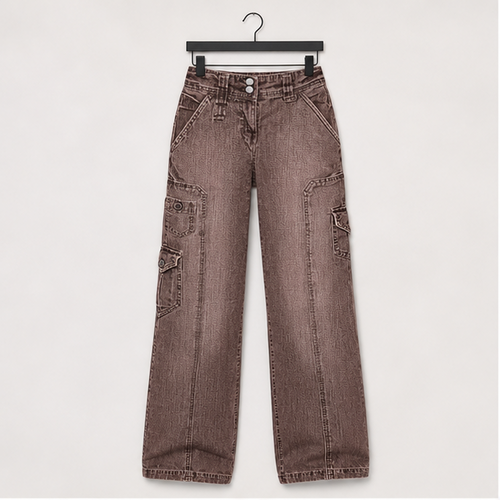 Cargo Pants Women Stretchy Wide Leg Baggy Jeans with Pockets Casual Trousers Y2K Vintage Streetwear Trendy 2026 - front view