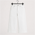 Capris Jeans for Women Wide Leg High Waisted Casual Summer Roll Hem Cropped Stretch Denim Jean Capri Pants - front view