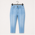 Women's Capri Pants Trendy Mid Rise Skinny Stretchy Front Seam Denim Jeans - front view