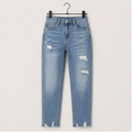 Women's High Waisted Tummy Control Straight Ankle Ripped Jeans - front view